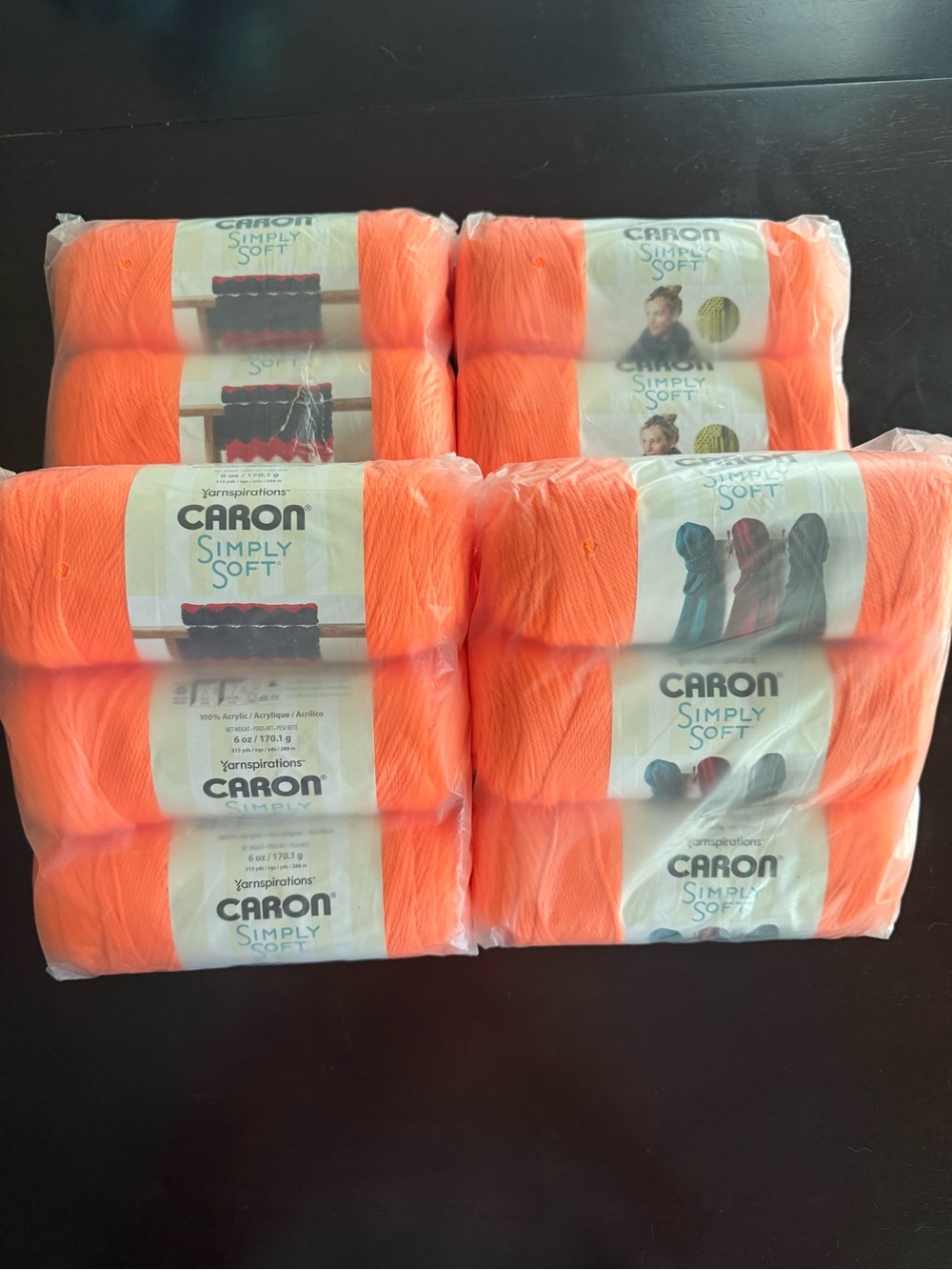Caron Simply Soft Bright Orange Acrylic Yarn - Soft Multipack